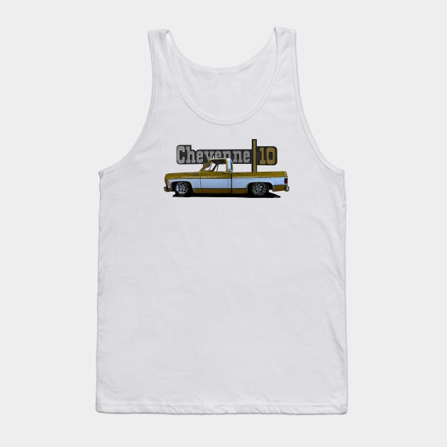 1973 Slammed Chevy C10 Cheyenne Squarebody Truck Tank Top by hotroddude